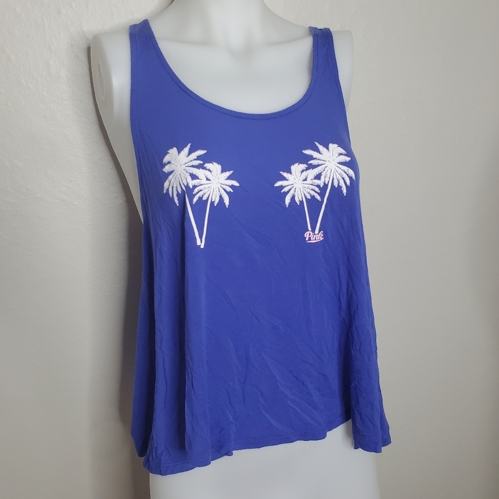 VS PINK || Blue Tank with White Palm Trees